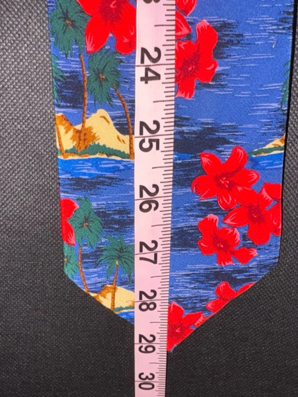 Museum Artifacts Necktie Blue Hawaiian Tropical Floral Palm Silk